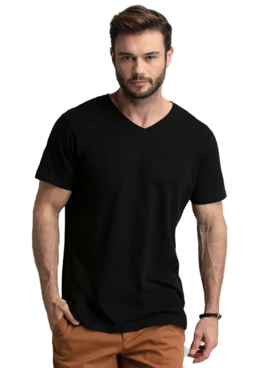 camisa gola v lisa