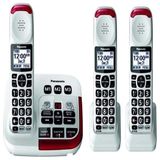 Telefone Sem Fio Amplificado Com Secretaria Eletronica Expansivel Ate 6 Aparelhos, 3 Un, Panasonic Kx Tgm420w