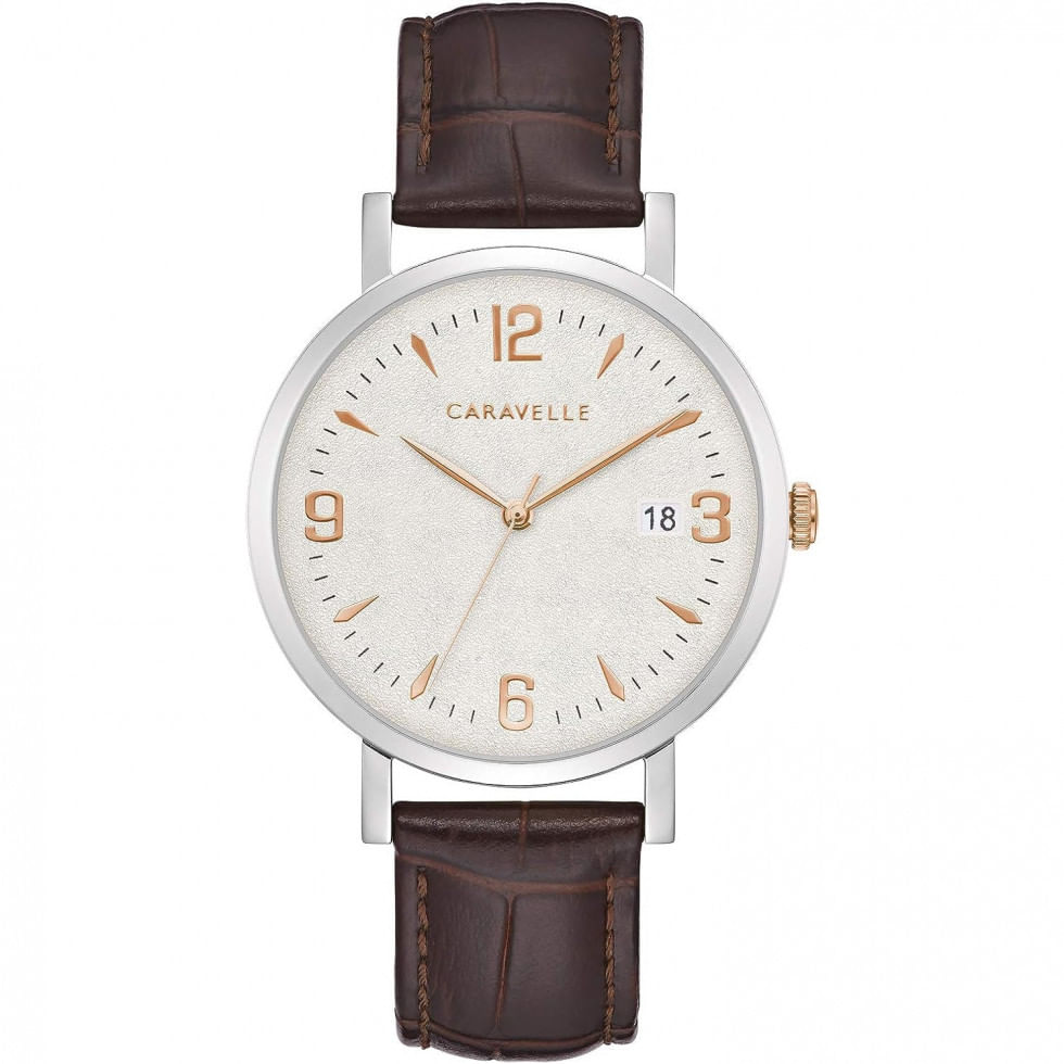 Relogio Masculino Analogico Retro Quartzo De Couro, Caravelle 44a118, Marrom