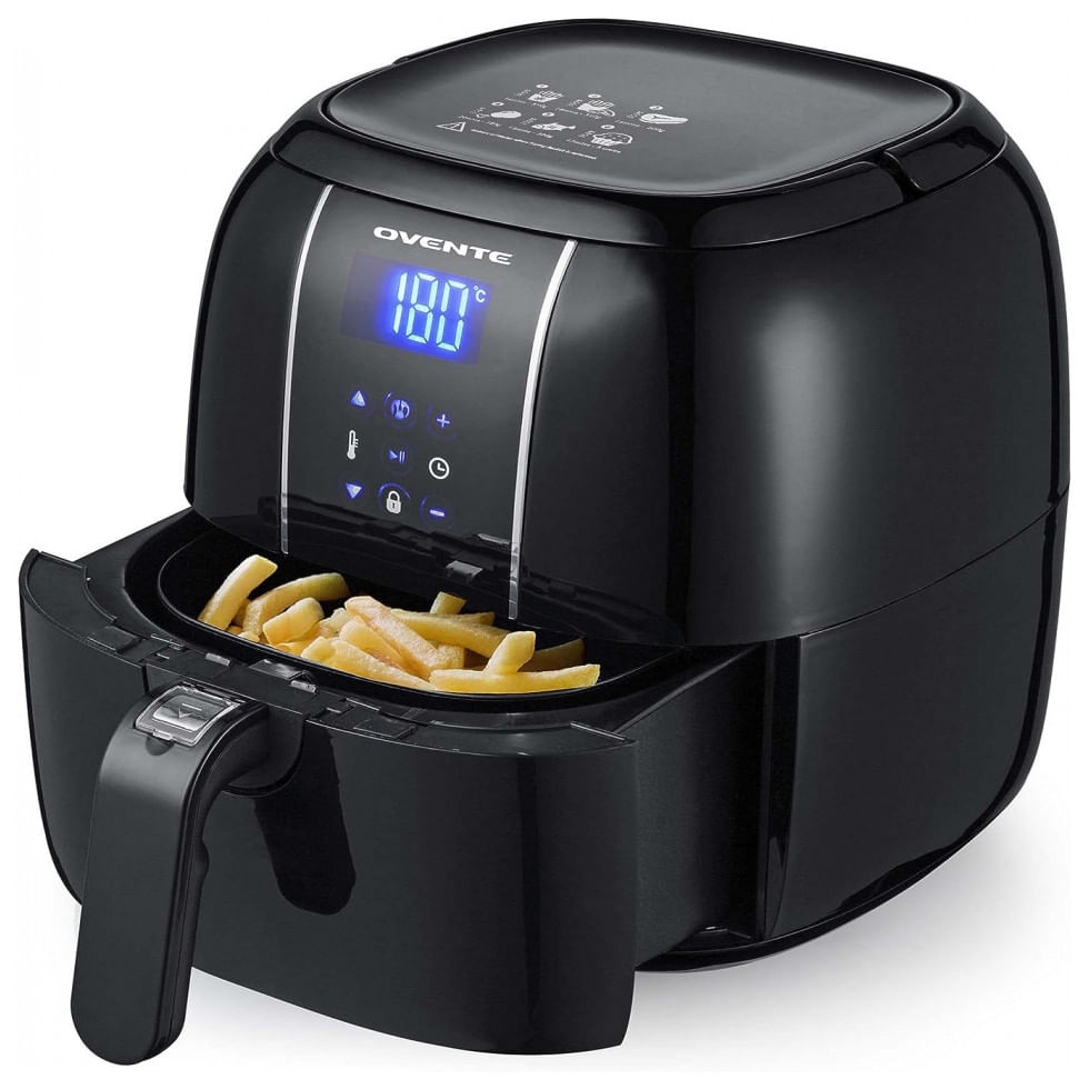 Fritadeira Eletrica Airfryer 3.2l De Capacidade E Painel De Controle Digital, 1400w, 110v, Ovente Fad61302b, Preto