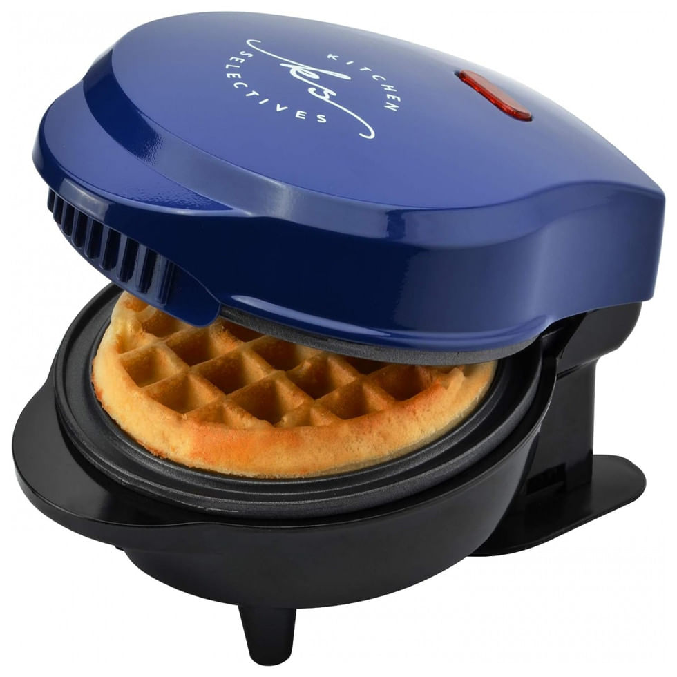 Seletivos De Cozinha Mini Maquina De Waffle Antiaderente 1 Fatia, 600w, 110v, Kitchen Selectives Wm 46cb, Azul