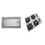 Forno Elétrico Para Embutir Decorato Gourmet 44 Litros E Cookto 4 Bocas De Alumínio Com Queimador Ul Inox