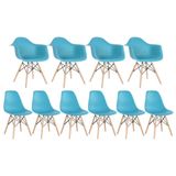 Kit 4 Cadeiras Eames Daw Com Braços + 6 Cadeiras Eiffel Dsw Azul Tiffany