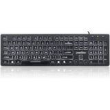 Teclado Usb Retroiluminado Perixx Periboard-317, Grande Impressão Com Led Iluminado Branco, Layout Inglês Dos Eua