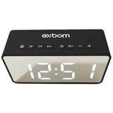 Caixa De Som Bluetooth Fm Relógio Digital Preto - Exbom