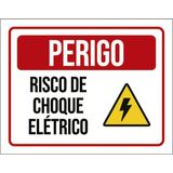 Kit 10 Placa Ícone Perigo Risco Cho Elétrico Vermelha 36x46
