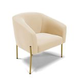 Poltrona Pé De Ferro Dourado Sala De Estar Stella Suede Bege D03 - D&#39;rossi