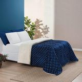 Edredom Coberdrom Romantico Poá King Sherpa E Manta Flannel - Marinho
