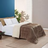 Edredom Coberdrom Romantico Poá King Sherpa E Manta Flannel - Caqui