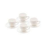 Kit 4 Xícaras De Café De Porcelana Com Pires Clean 100ml