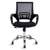 Cadeira de Escritório com Base Cromada Mesh - Preta