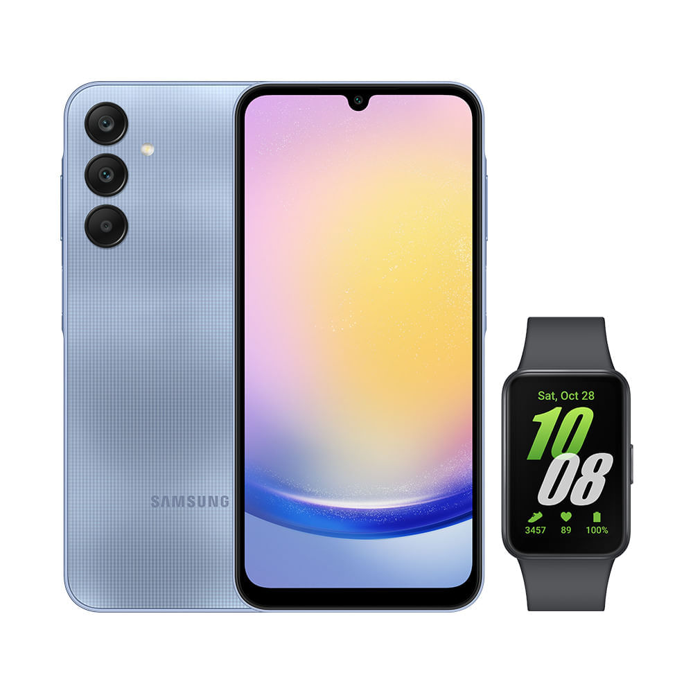 Celular Samsung A25 5G (256GB) - Azul + Galaxy Fit3 - Grafite