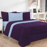 Edredom Malha 100% Algodão Gran Moratta 1 Peça Solteiro - Roxo -azul Bebê