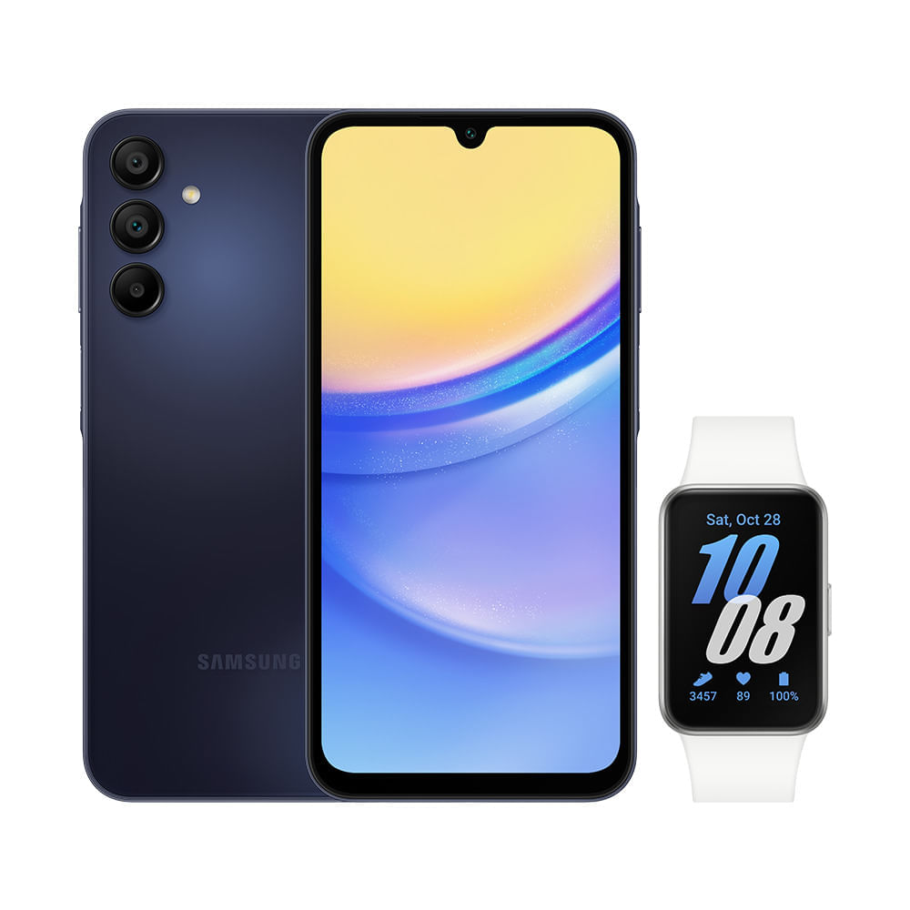 Celular Samsung A15 5G (256GB) - Azul Escuro + Galaxy Fit3 - Prata