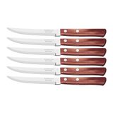 CONJUNTO FACAS CHURRASCO 6 PEÇAS POLYWOOD VERMELHO LAMINAS DE ACO INOX E CABOS DE MADEIRA TRAMONTINA