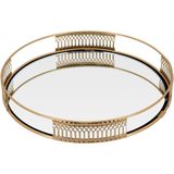 Bandeja Espelhado Metal 3x23x23cm Dourado