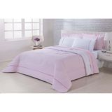 Edredom 100% Algodão Percal 150 Fios Dupla Face Queen Gran Moratta 1 Peça - Rosa-branco