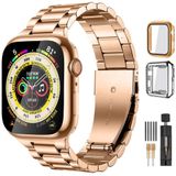 Lerobo Pulseira Aço Inox C- 2 Capas P- Apple Watch 38-49mm (rose Gold)