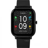 Relogio Smartwatch 30mm Com Tela Sensivel Ao Toque Em Aco Inoxidavel E Pulseira De Silicone Com Frequencia Cardiaca, Timex, Preto