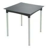 MESA PLASTICA LAURA PRETA COM PERNAS DE ALUMINIO ANODIZADO