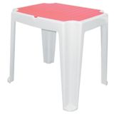 MESA PLASTICA INFANTIL VERSA BRANCA COM TAMPA DE PLASTICO ROSA