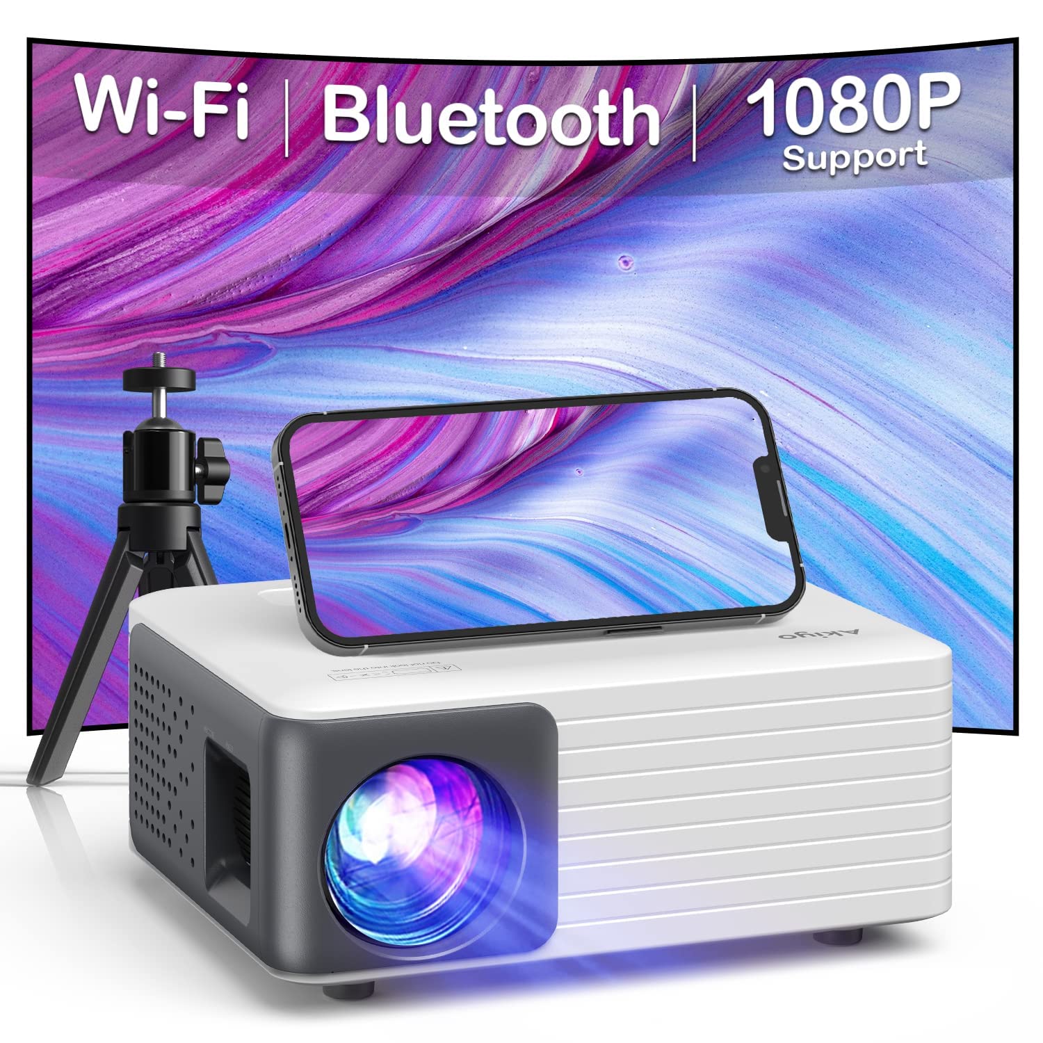 Mini Projetor Akiyo Wifi Bluetooth 1080p Suportado Por 720p