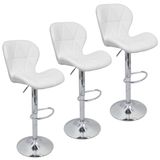 Kit 3 Banquetas Slim Estofada Giratória C/ Regulagem - Branco