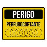 Kit 3 Placas Perigo Perfurocortante Amarela 36x46