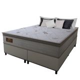 Cama Box Casal King Colchão Molas Ensacadas Pillow Top Napoli Gazin 193x203x68cm Bege