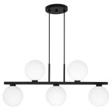 Luminária Pendente Lustre Jabuticaba 5 Globos Vidro Preto