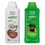 Kit Shampoo Filhote + Shampoo Coco Pet Clean Cachorro Gato