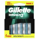 Carga Aparelho Barbear Gillette Mach3 Com 4 Unidades