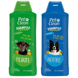 Kit Shampoo Filhote + Shampoo Neutro Pet Clean Cachorro Gato