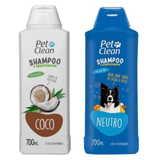 Kit Shampoo Coco + Shampoo Neutro Pet Clean Cachorro Gato