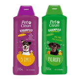 Kit Shampoo Filhote + Shampoo 5x1 Pet Clean Cachorro Gato