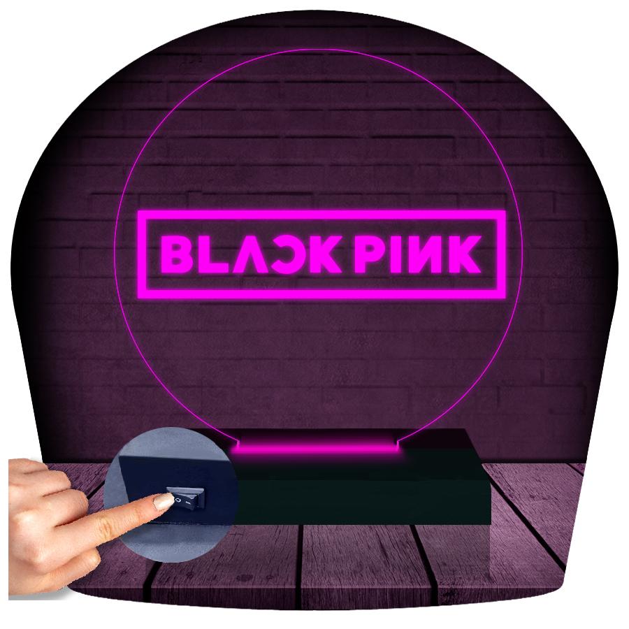 Luminária Led 3d Black Pink Abajur - Rosa