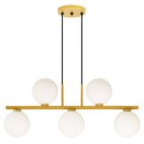 Luminária Lustre Pendente Jabuticaba 5 Globos Vidro Dourado