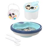 Kit Infantil Prato Térmico, Porta Leite Em Pó E Porta Chupeta Mickey Plasutil