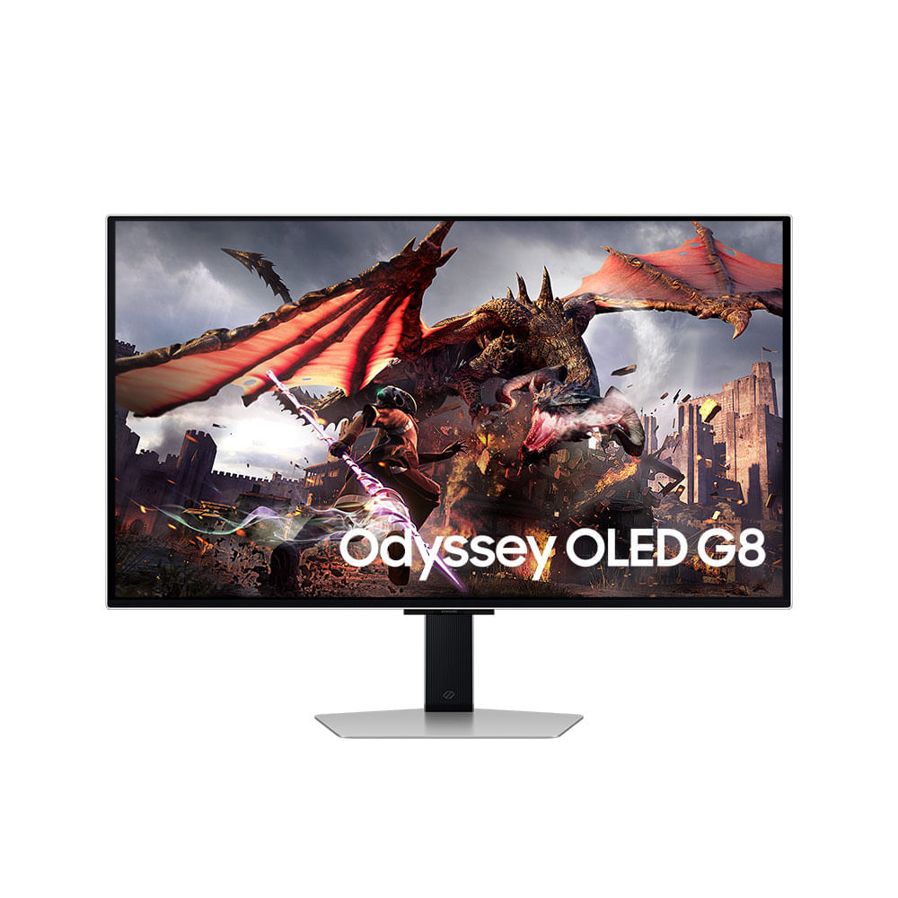 Monitor Gamer Samsung Odyssey Oled G8 32” Uhd, Tela Flat, Painel Oled, 240hz, 0.03ms, Hdr10+, Has, Hdmi, Hdcp,  Auto Source Switch+ Prata