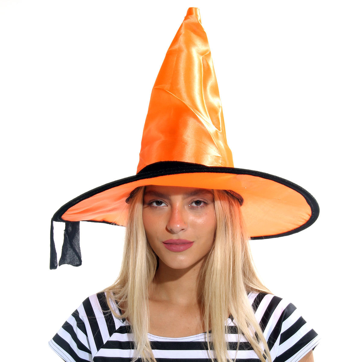 Chapéu De Bruxa Laranja Halloween Abrakadabra Fantasias