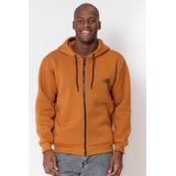 Blusa Masculina Moletom Capuz Polo Wear Marrom Médio