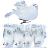 Kit 4 Decoração Natal Presilha Pássaro Branco Com Glitter