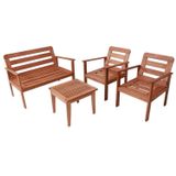 Conjunto Para Jardim Com 1 Sofá 2 Poltronas 1 Mesa De Centro Madeira Maciça Cairo Sem Almofadinha Madeira