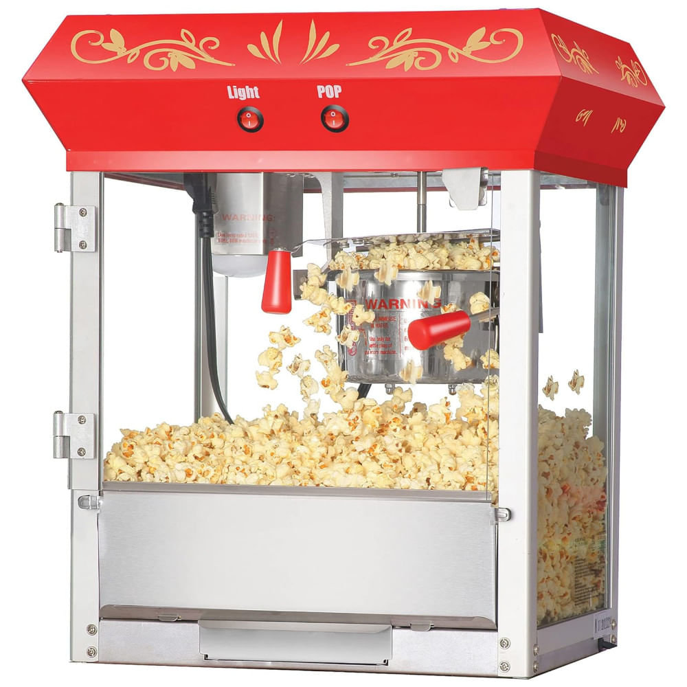 Pipoqueira Elétrica Faz Até 5,3 Kg De Pipoca Com Panela De 170g, Gaveta E Bandeja De Aquecimento, 110v 640w, Great Northern Popcorn, Vermelha