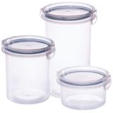 Kit Pote Hermético 1 X 560ml, 1 X 1,2l E 1 X 1,8l Trava Mais Azul Plasutil