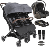 Carrinho Kiddo Para Gemeos Com Bebe Conforto Base Sprint Grafite