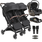 Carrinho Kiddo Para Gemeos Com Bebe Conforto Base Sprint Preto