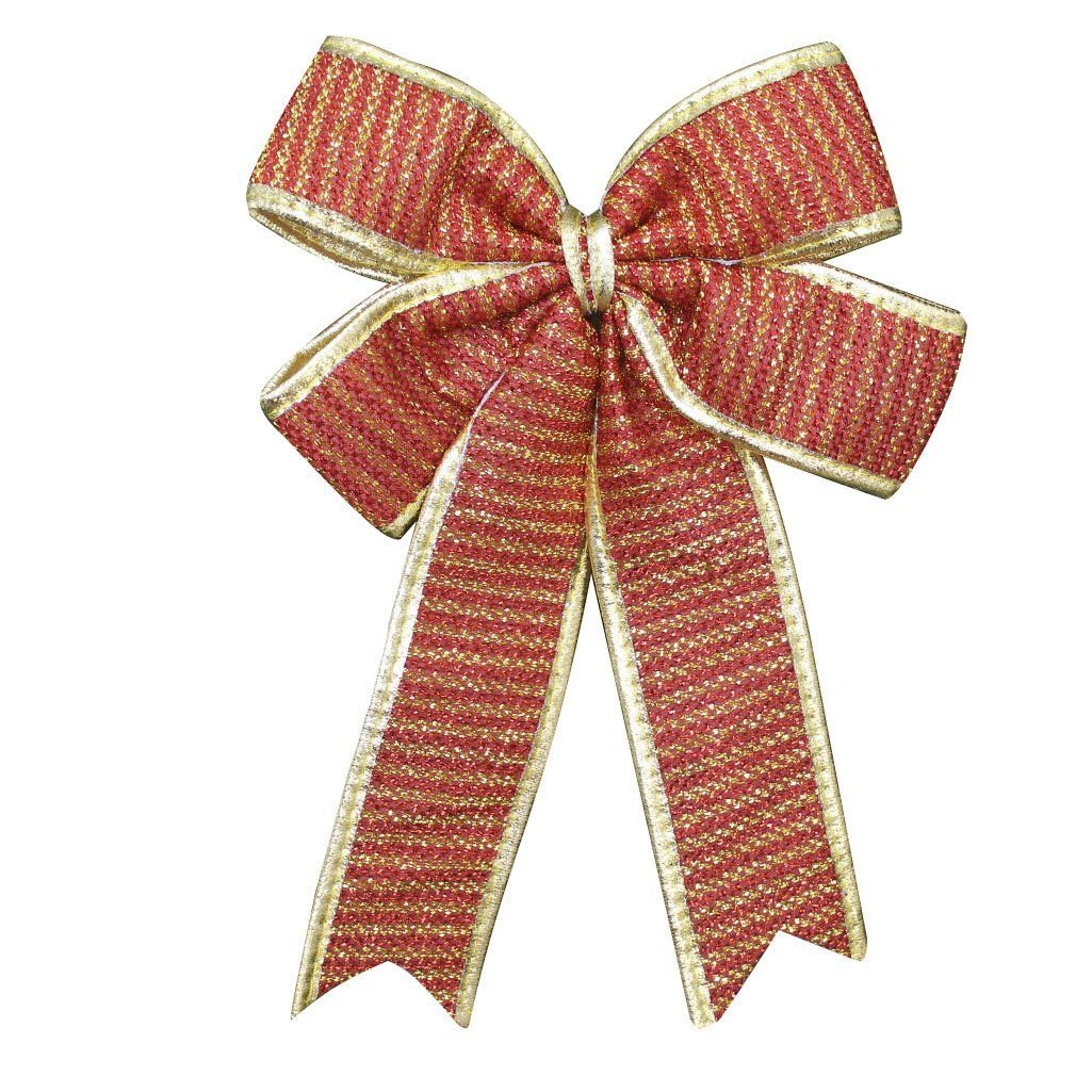 Enfeite Árvore De Natal Vermelho E Dourado Laço 30cm