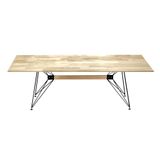 Mesa De Jantar Retangular Industrial Com Tampo Madeira Merano Marrom Claro E Preta 220 Cm