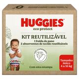 Kit Reutilizável Huggies Eco Protect 1 Fralda De Pano Com Diferentes Estampas Listradas E 2 Absorventes De Tecido Reutilizáveis Tamanho Único 4 A